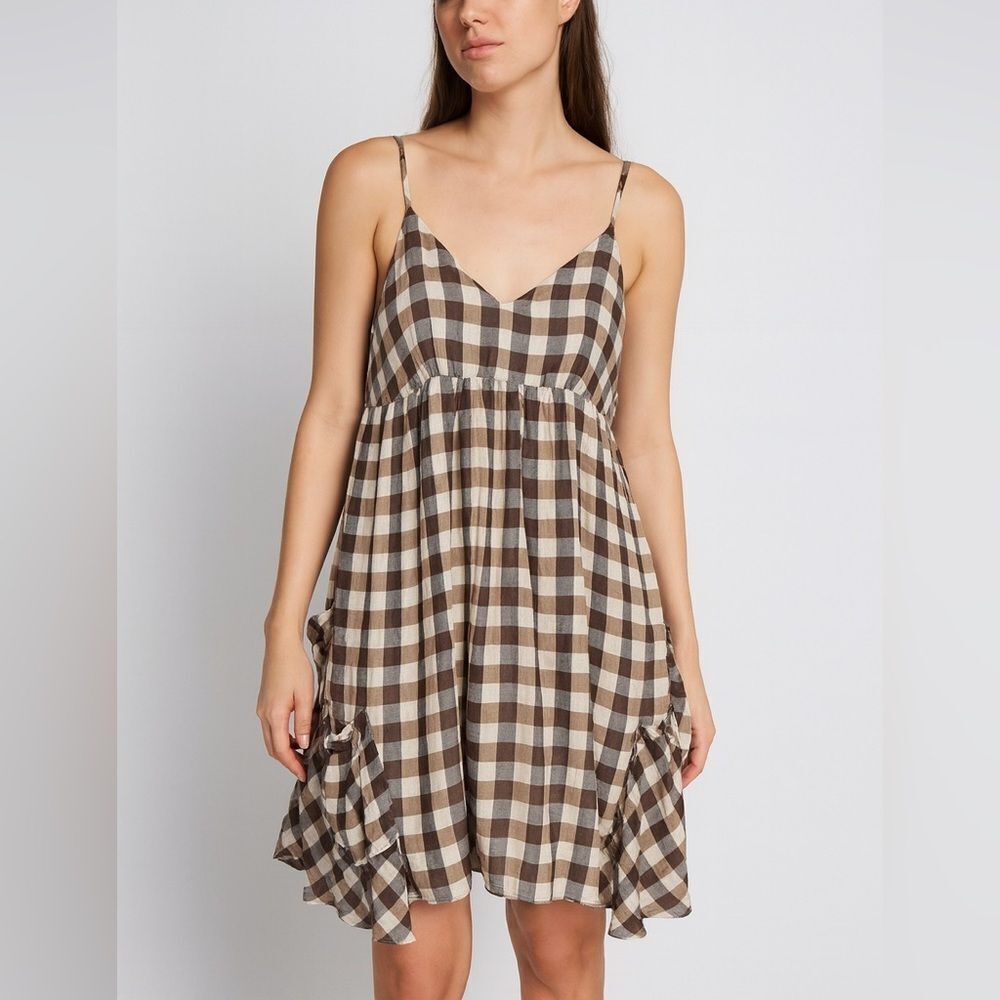 Walter Cotton Plaid Spaghetti Strap Cottagecore Dress Size M